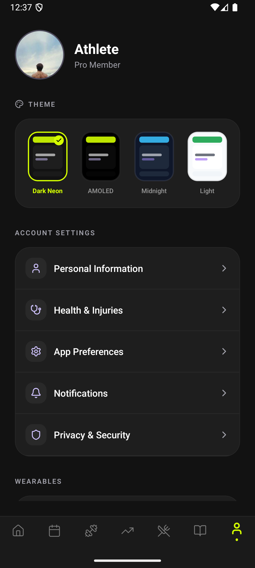 Profile theme switch