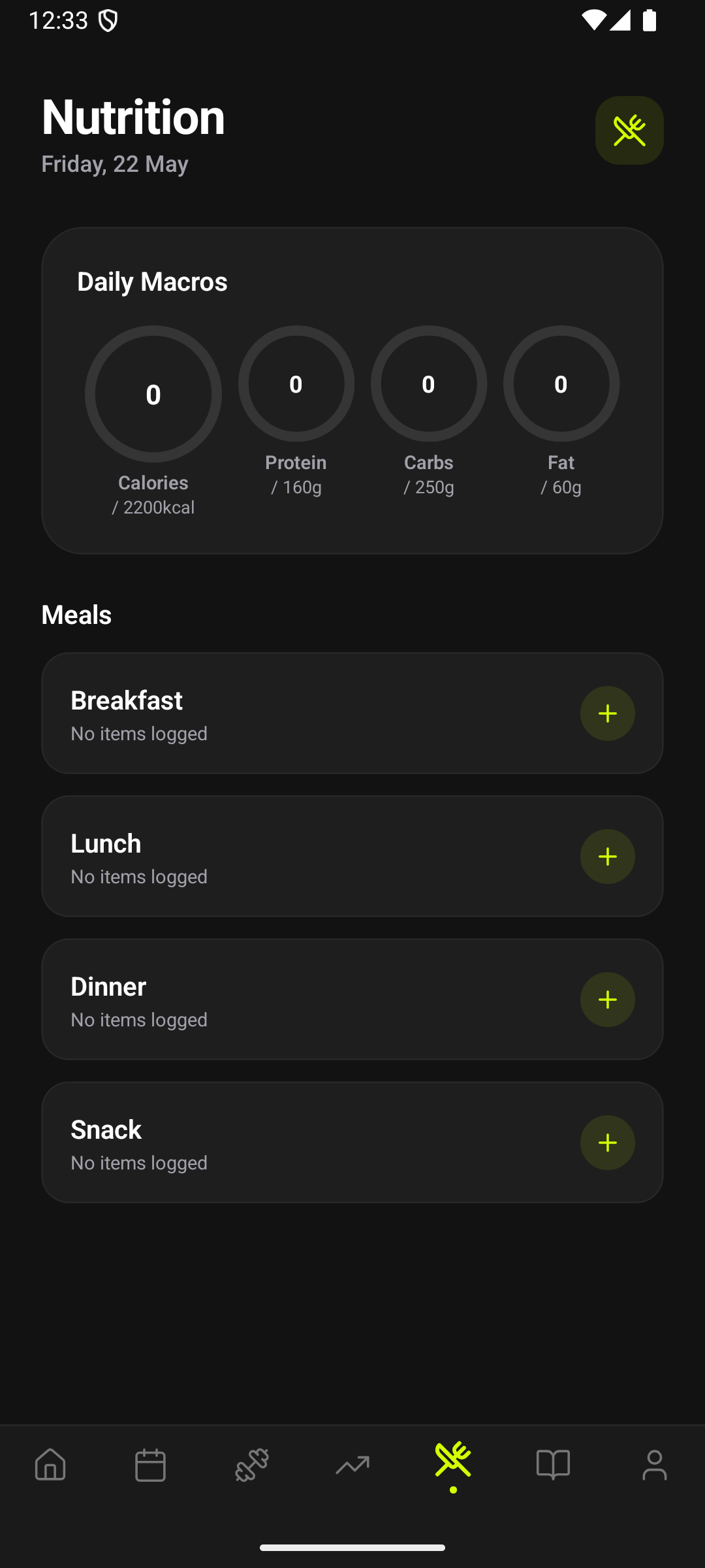 Nutrition meal slots
